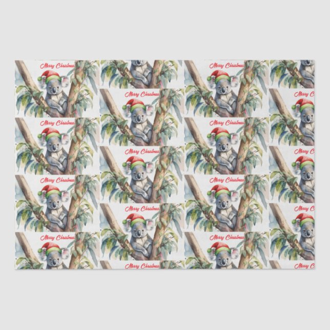 Papier Mousseline Joyeux Noël Koala assis à Gumtree (Recto)