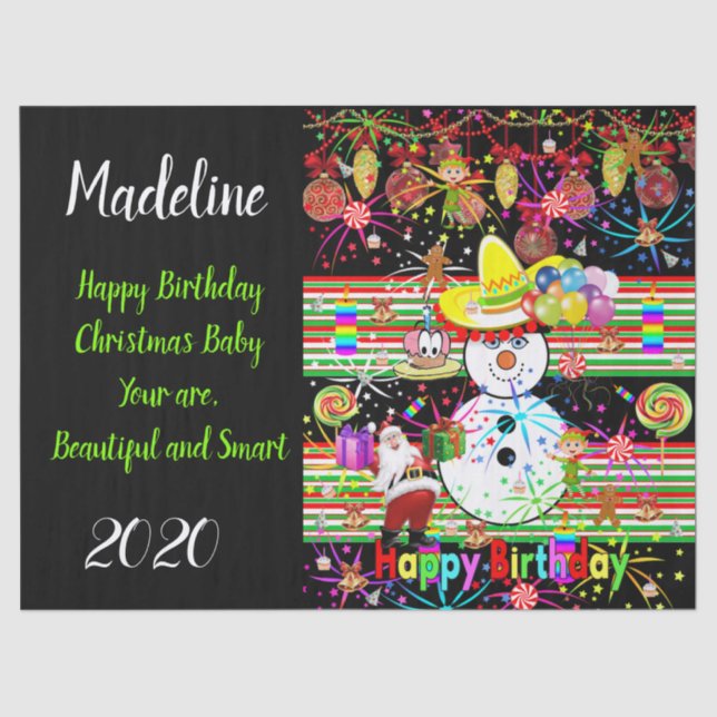 Papier Mousseline Joyeux Noël papier Tissu de Noël (Recto)