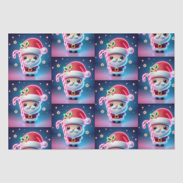 Papier Mousseline Joyeux Noël Père Noël Candy (Recto)