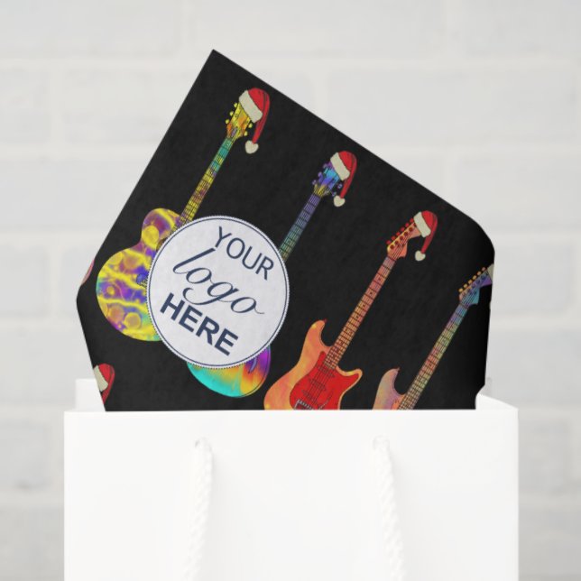 Papier Mousseline Joyeux Noël Personnalisé Business Logo Guitare (Sac cadeau)