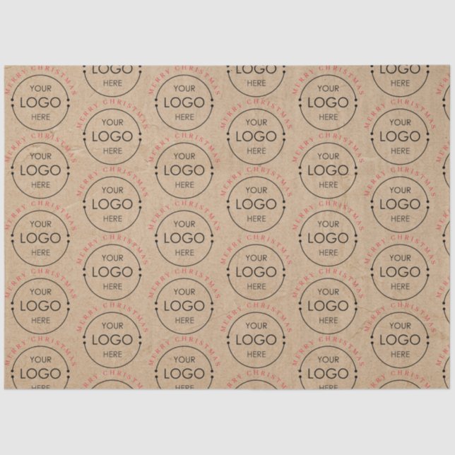 Papier Mousseline Joyeux Noël personnalisé Kraft logo d'entreprise (Recto)