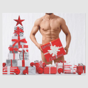 Papier Mousseline Joyeux Noël SlipperyJoe rouge blanc argent cadeau