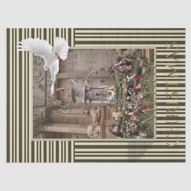 Papier Mousseline Joyeux Noël Tissu Papier Jésus Nativité (Recto)