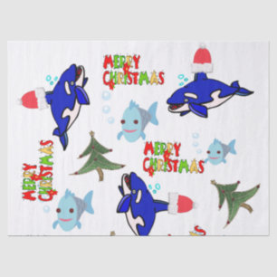 Papier Mousseline Joyeux Noël Tissu Papier Requin Poisson