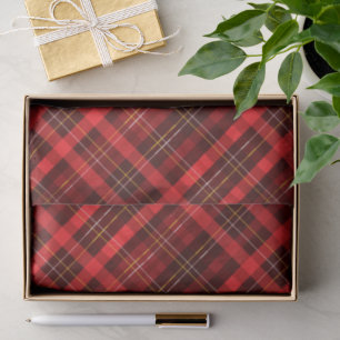 Papier Mousseline Joyeux Noël traditionnel Tartan rouge plaid