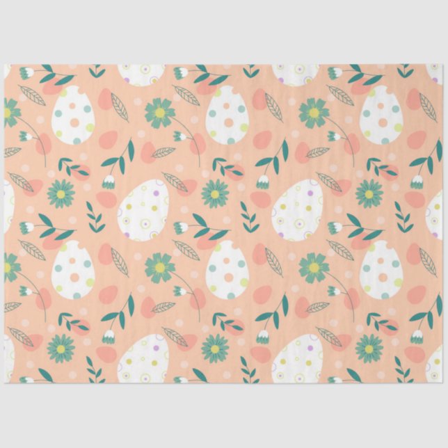 Papier Mousseline Joyeux Oeuf de Pâques Orange (Recto)