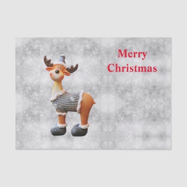 Papier Mousseline Joyeux orignal de Noël portant un casquette (Recto)