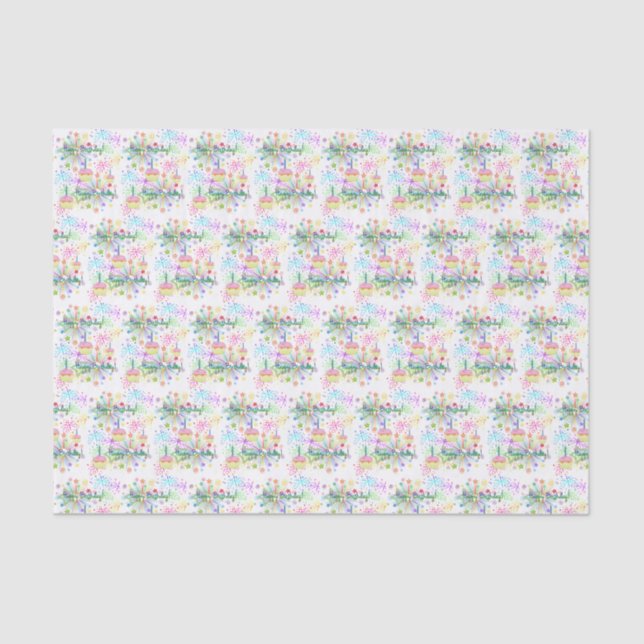 Papier Mousseline Joyeux papier de tissus d'anniversaire (Recto)