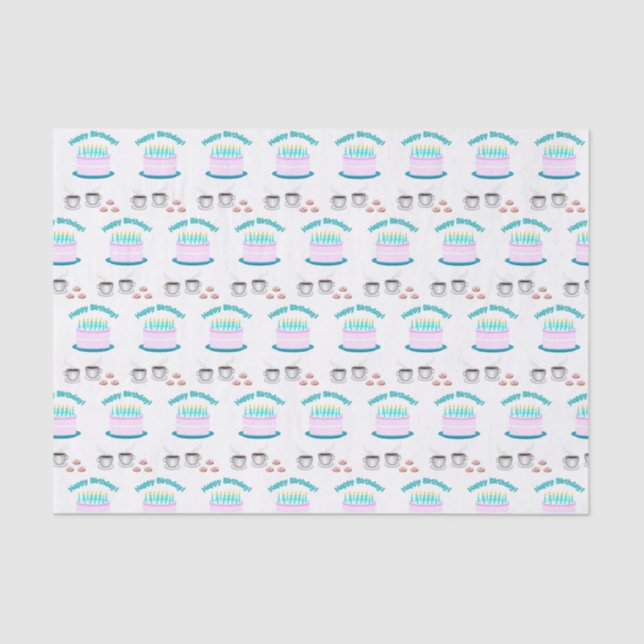 Papier Mousseline Joyeux papier de tissus d'anniversaire (Recto)