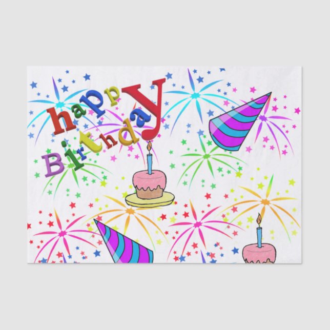 Papier Mousseline Joyeux papier de tissus d'anniversaire (Recto)