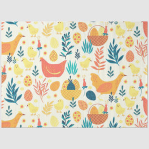 Papier Mousseline Joyeux Pâques mignonne poulet Vintage