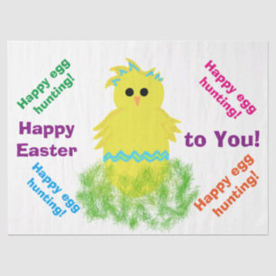 Papier Mousseline Joyeux Pâques mignonne Yellow Blue Chick Salutatio