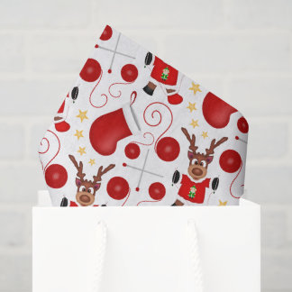 Papier Mousseline Joyeux Renne de Noël Rouge Mignon