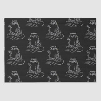 Papier Mousseline Joyeux sapin de Noël et renne