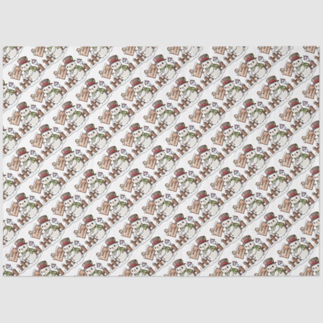 Papier Mousseline Joyeux Snowmen de Noël (Recto)