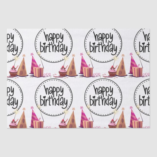 Papier Mousseline Joyeux Tissue Paper de fête d'anniversaire (Recto)