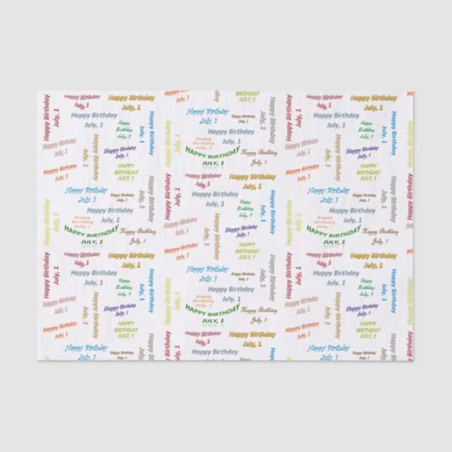 Papier Mousseline Juillet, 1er Anniversaire Tissue Paper (Recto)