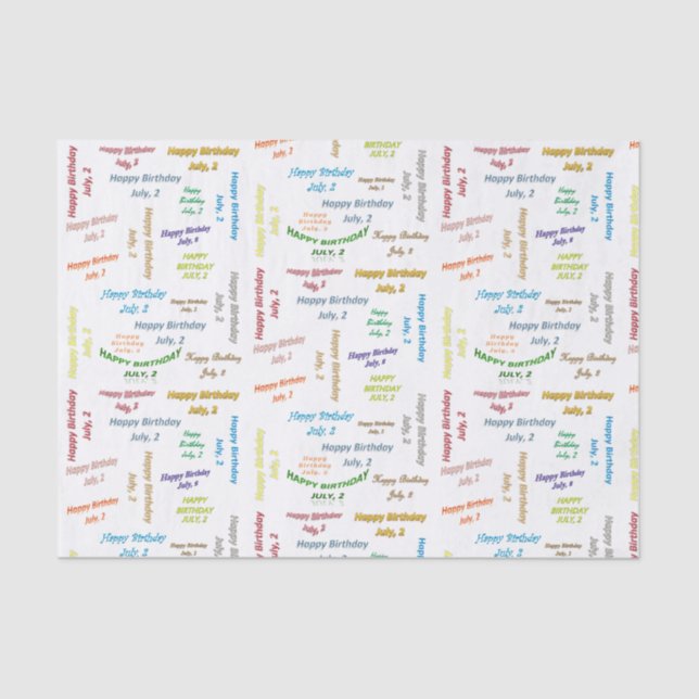Papier Mousseline Juillet, 2 Anniversaire Tissue Paper (Recto)