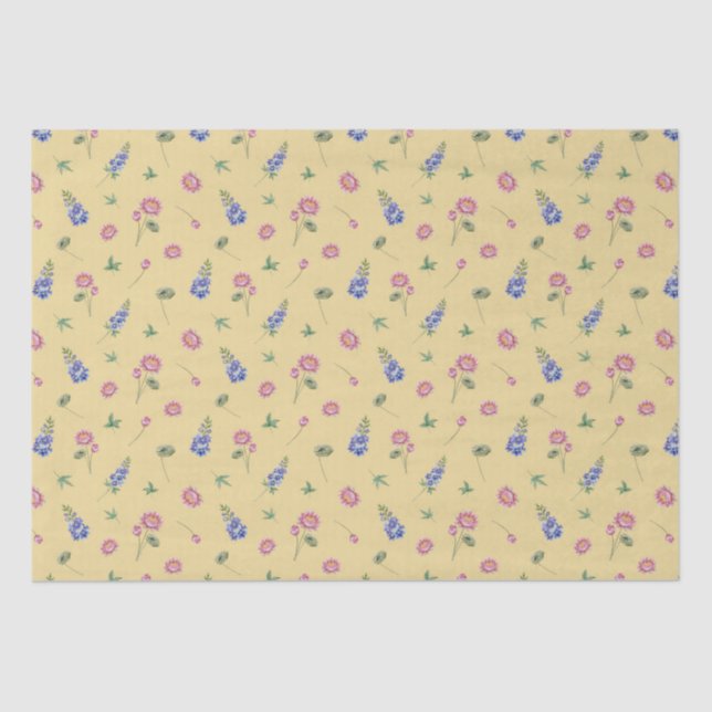 Papier Mousseline Juillet Mois de naissance Fleurs Larkspur Eau Lily (Recto)