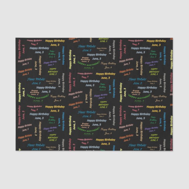 Papier Mousseline Juin, 3 Anniversaire Tissue Paper (Recto)