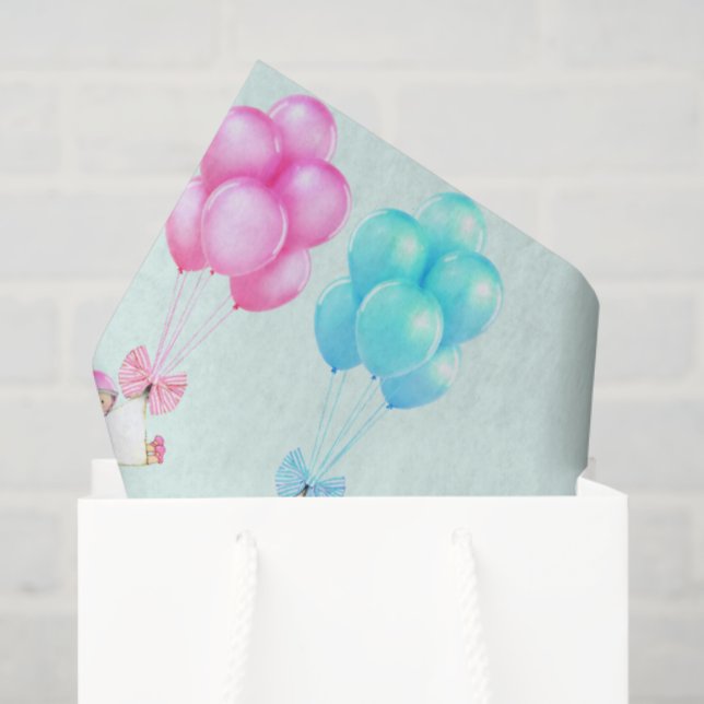 Papier Mousseline Jumeaux Bébé Rose et Bleu (Sac cadeau)