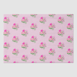 Papier Mousseline Jumeaux en fleurs joyeux rose