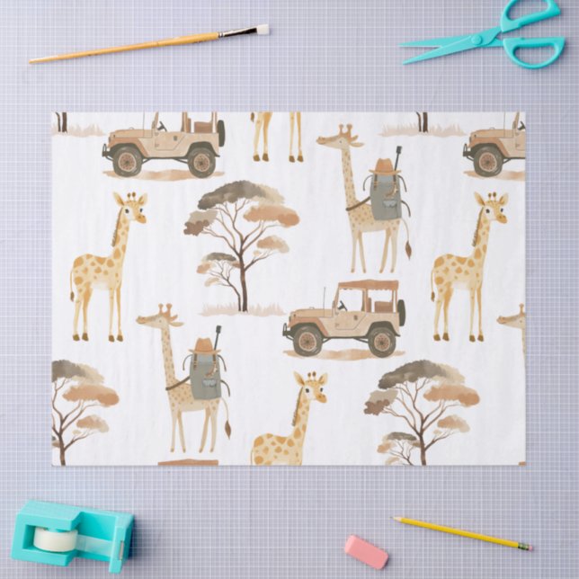 Papier Mousseline Jungle Safari avec Giraffes Anniversaire (Artisanat)