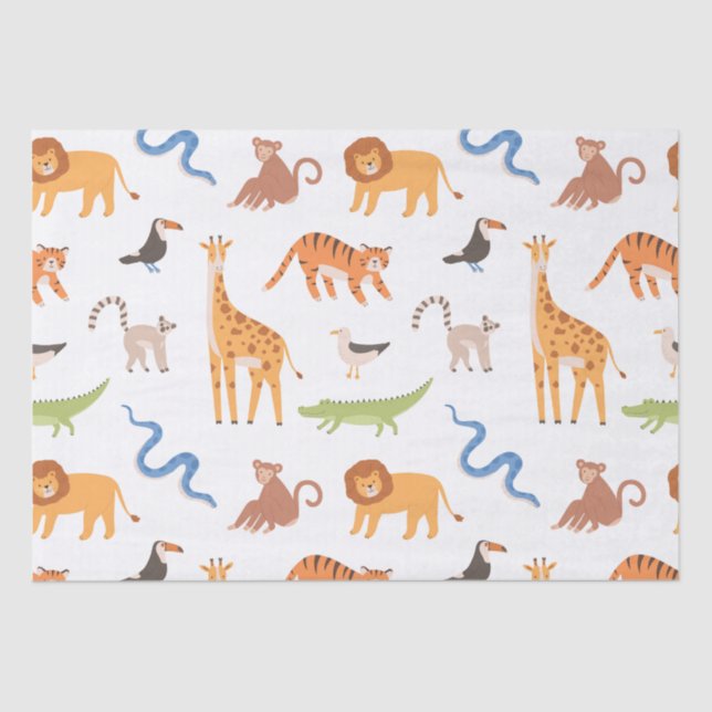 Papier Mousseline Jungle Safari tropical Animaux sauvages (Recto)