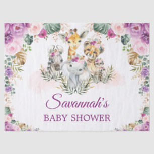 Papier Mousseline Jungle tropicale Baby shower d'animaux sauvages