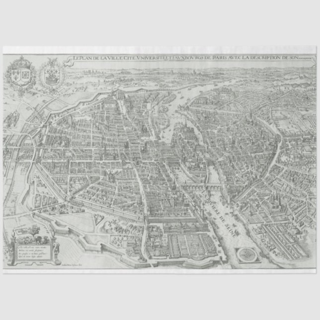 Papier Mousseline Junk Journal Paris Map Arrière - plan (Recto)