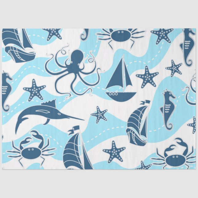 Papier Mousseline Juste plus de série nautique design 2 (Recto)