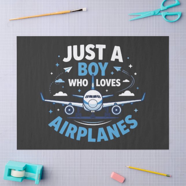 Papier Mousseline Juste un garçon qui aime les avions  (Artisanat)