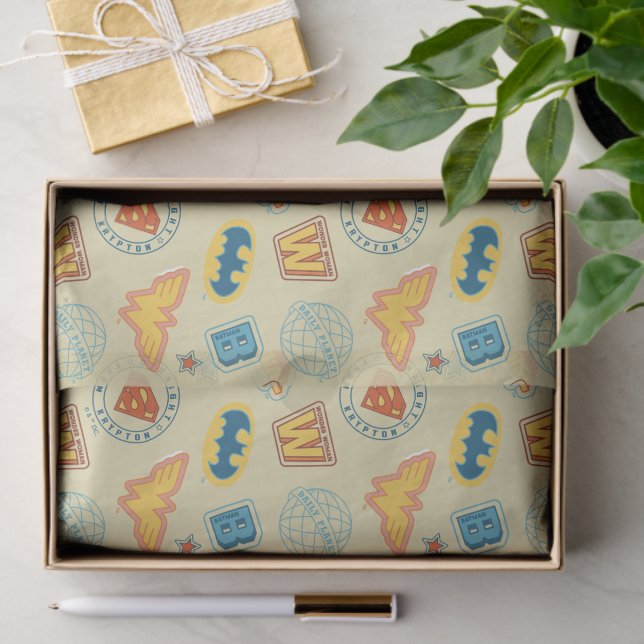 Papier Mousseline Justice League Super Hero Badge Pattern (Cadeau)