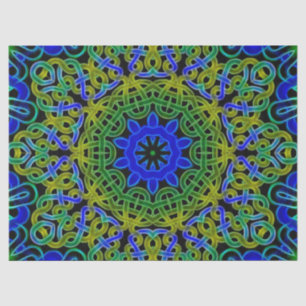 Papier Mousseline Kaléidoscope de Celtic de vert bleu