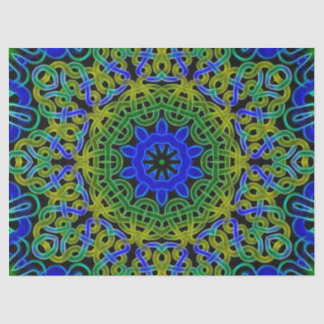 Papier Mousseline Kaléidoscope de Celtic de vert bleu