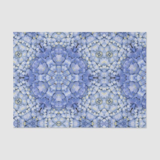 Papier Mousseline Kaleidoscope floral moderne Blue Hydrangea (Recto)