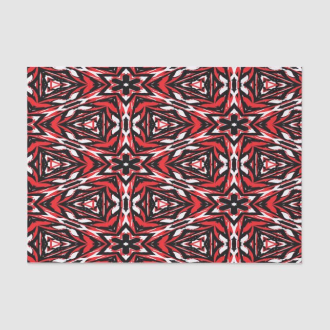 Papier Mousseline Kaleidoscope noir, blanc et rouge (Recto)