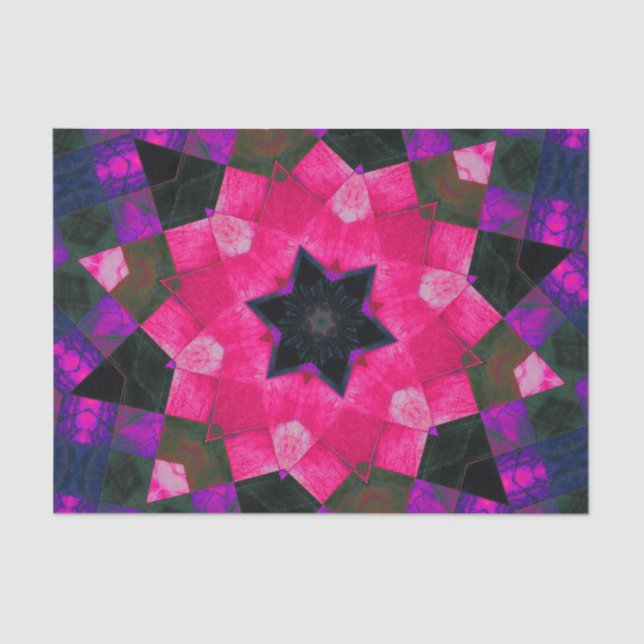 Papier Mousseline Kaleidoscope rose violet et noir (Recto)