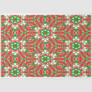 Papier Mousseline Kaleidoscope rouge, vert et blanc