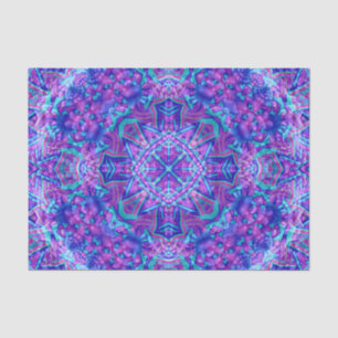 Papier Mousseline Kaléidoscope vintage pourpre et bleu de fractale