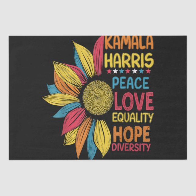 Papier Mousseline Kamala Harris Peace Love Equality Hope Diversity (Recto)