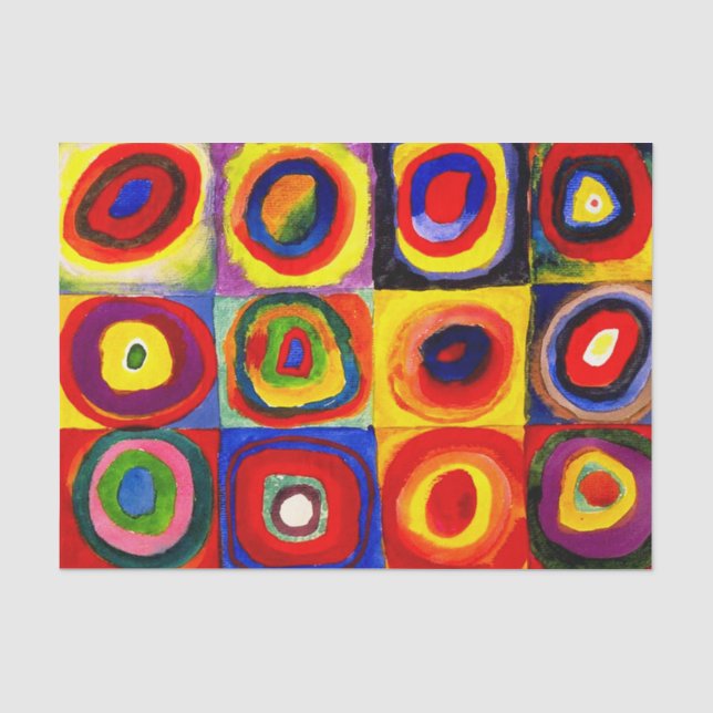 Papier Mousseline Kandinsky Farbstudie Quadrates Cercles Art  (Recto)