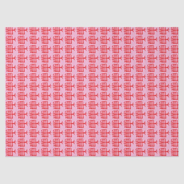 Papier Mousseline Kanji Treat papier de tissu rose rouge (Recto)