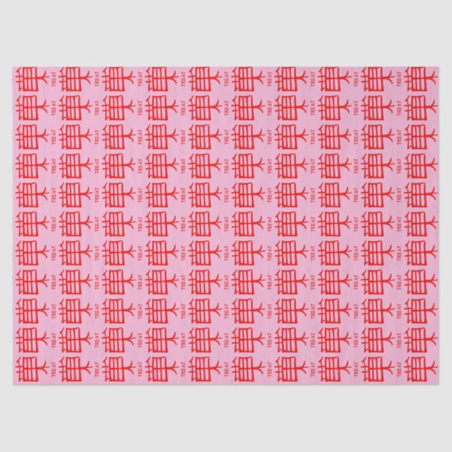 Papier Mousseline Kanji Treat papier de tissu rose rouge (Recto)