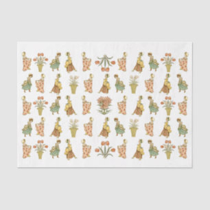 Papier Mousseline Kate Greenaway fille victorienne Fleur Vintage enf