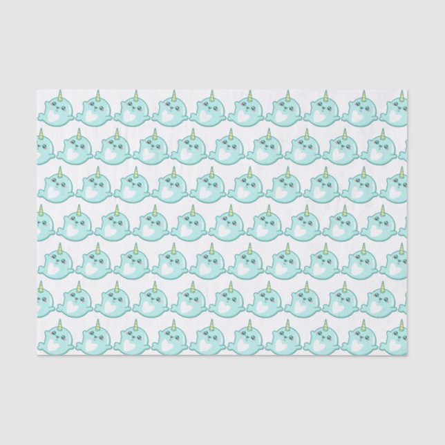 Papier Mousseline Kawaii Narwhal (Recto)