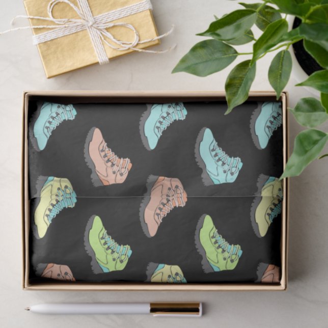 Papier Mousseline Kayaks couleur pastel sur motif noir (Cadeau)