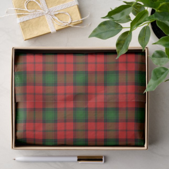 Papier Mousseline Kerr tartan rouge vert plaid (Cadeau)