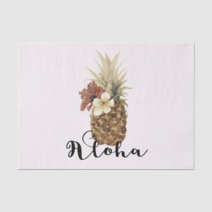 Papier Mousseline Ketmie tropicale vintage d'ananas florale Aloha