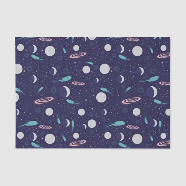 Papier Mousseline Kids Moon Meteor Black Hole Planet Comet (Recto)